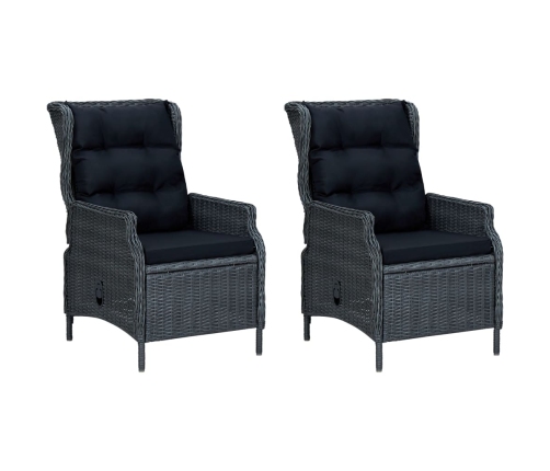 Set comedor jardín 9 piezas cojines ratán sintético gris oscuro