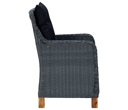 Set comedor jardín 9 piezas cojines ratán sintético gris oscuro