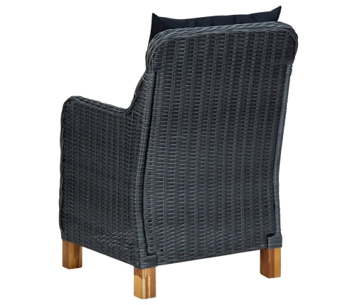 Set comedor jardín 9 piezas cojines ratán sintético gris oscuro
