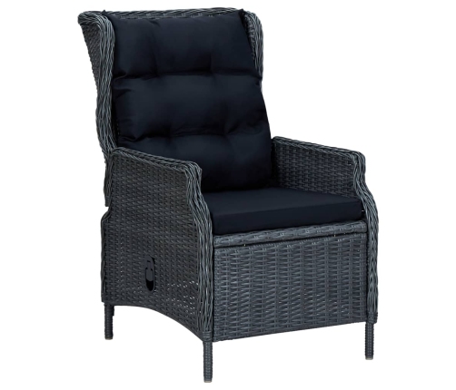 Set comedor jardín 9 piezas cojines ratán sintético gris oscuro