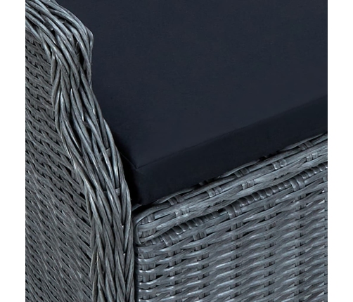 Set comedor jardín 9 piezas cojines ratán sintético gris oscuro
