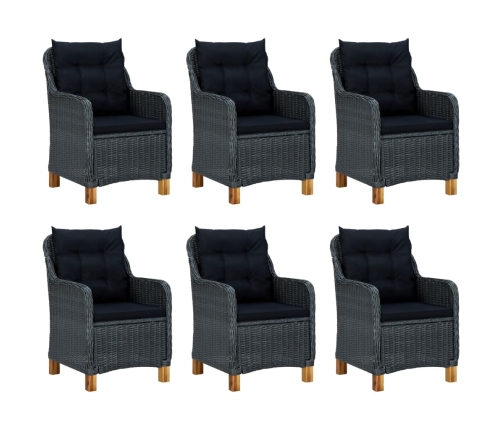 Set comedor jardín 9 piezas cojines ratán sintético gris oscuro