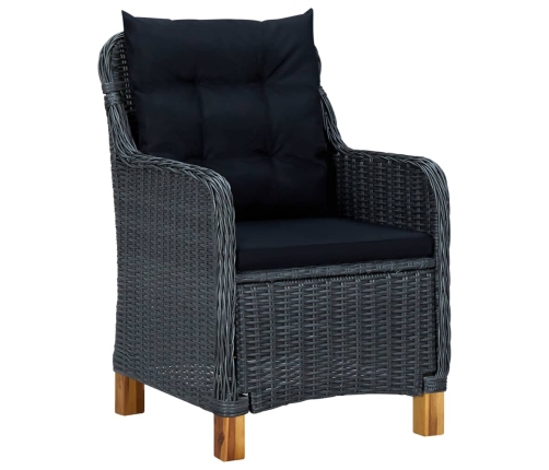 Set comedor jardín 9 piezas cojines ratán sintético gris oscuro