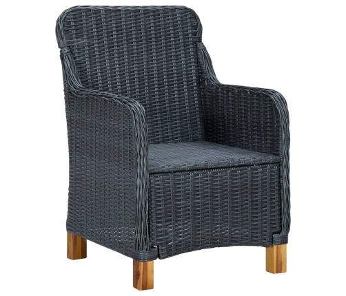 Set comedor jardín 9 piezas cojines ratán sintético gris oscuro