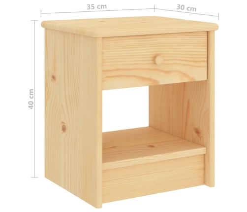 Mesita de noche madera maciza de pino madera clara 35x30x40 cm