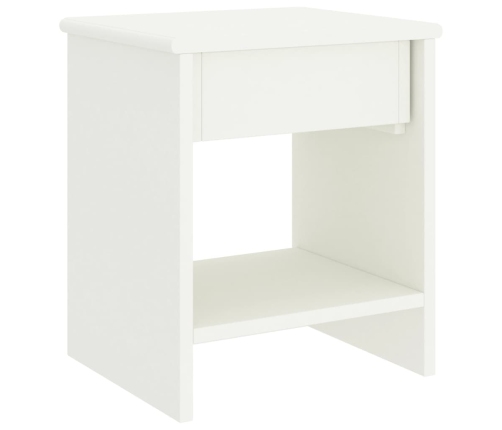 Mesita de noche madera maciza de mango blanco 35x30x40 cm