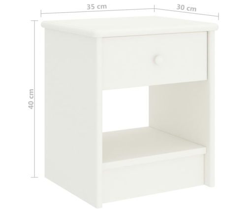 vidaXL Mesita de noche madera maciza de mango blanco 35x30x40 cm