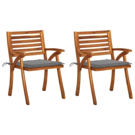 Sillas de comedor jardín con cojines 2 uds madera maciza acacia