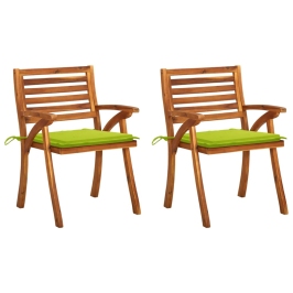 Sillas de comedor jardín con cojines 2 uds madera maciza acacia