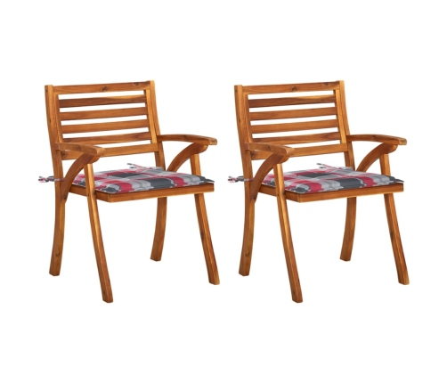 Sillas de comedor jardín con cojines 2 uds madera maciza acacia