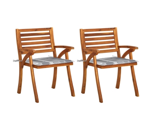 Sillas de comedor jardín con cojines 2 uds madera maciza acacia