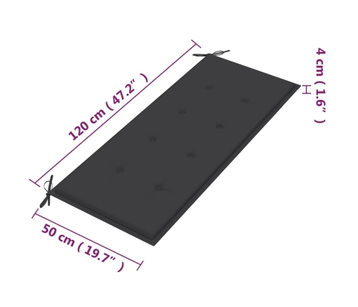 Banco de jardín 2 plazas madera maciza eucalipto y cojín 120 cm