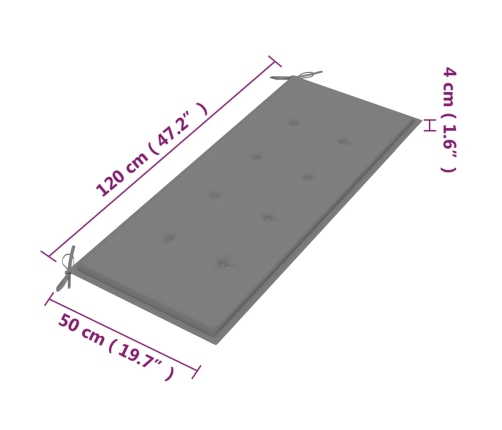 Banco de jardín 2 plazas madera maciza eucalipto y cojín 120 cm