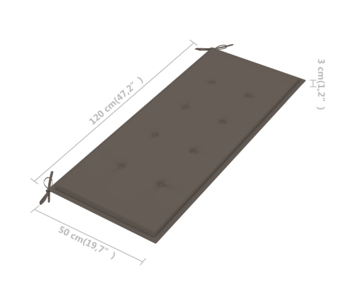 Banco de jardín 2 plazas madera maciza eucalipto y cojín 120 cm