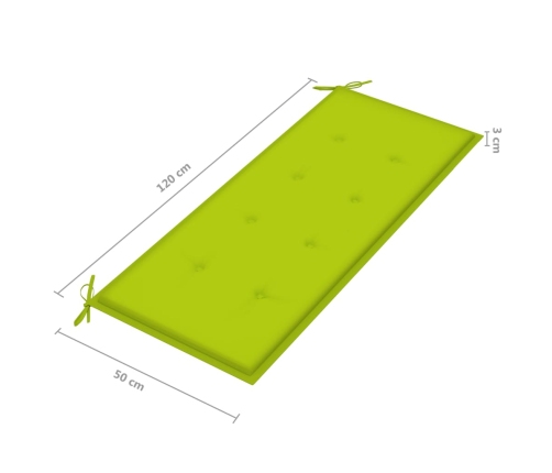 Banco de jardín 2 plazas madera maciza eucalipto y cojín 120 cm