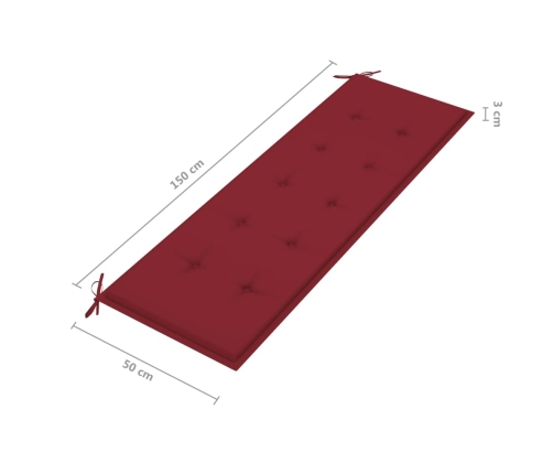 Banco de jardín 3 plazas madera maciza eucalipto y cojín 150 cm