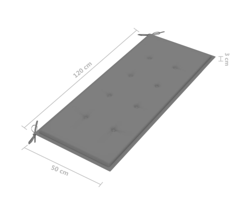 Banco de jardín 2 plazas madera eucalipto gris y cojín 120 cm