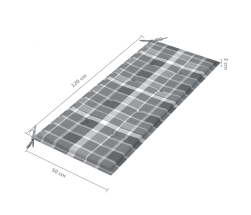 Banco de jardín 2 plazas madera eucalipto gris y cojín 120 cm