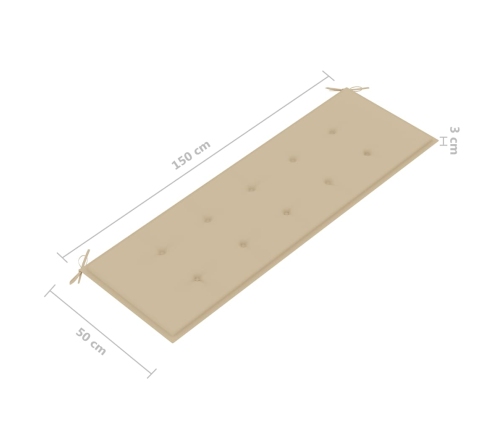 Banco de jardín 3 plazas madera eucalipto gris y cojín 150 cm