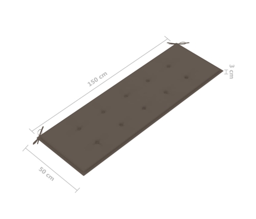 Banco de jardín 3 plazas madera eucalipto gris y cojín 150 cm