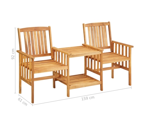 Sillas y mesita de jardín con cojines madera maciza acacia
