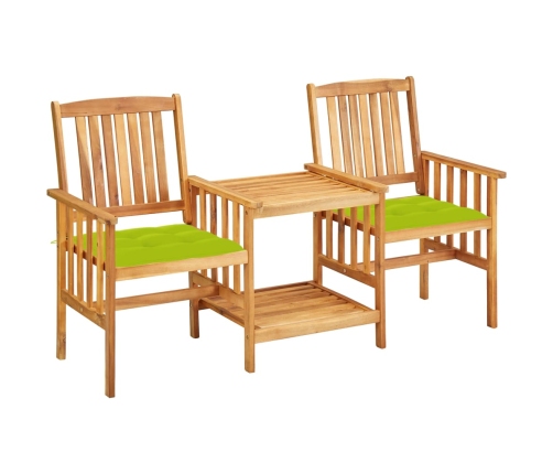 Sillas y mesita de jardín con cojines madera maciza acacia