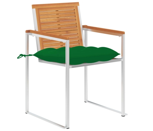 Sillas de jardín con cojines 2 uds madera maciza acacia y acero