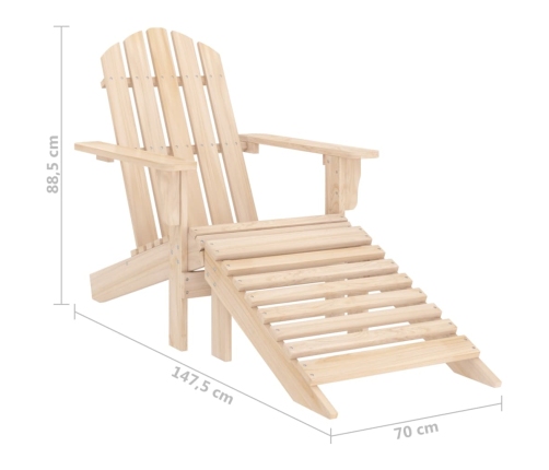 Silla jardín Adirondack con otomana madera maciza de abeto