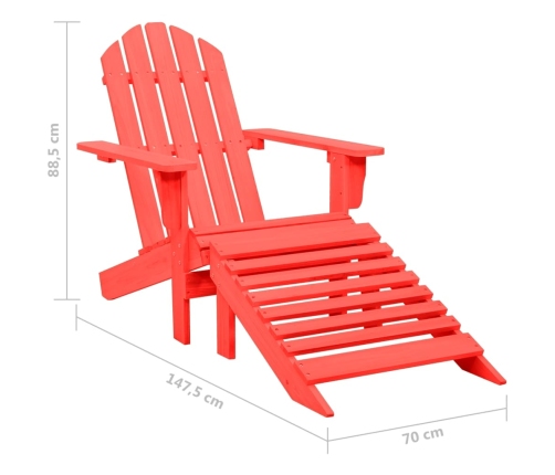 vidaXL Silla jardín Adirondack con otomana madera maciza de abeto roja