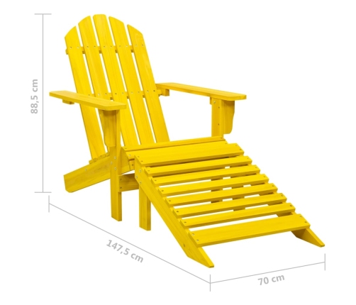 Silla jardín Adirondack y otomana madera maciza abeto amarilla