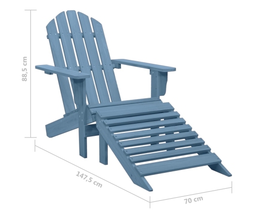 Silla jardín Adirondack con otomana madera maciza de abeto azul