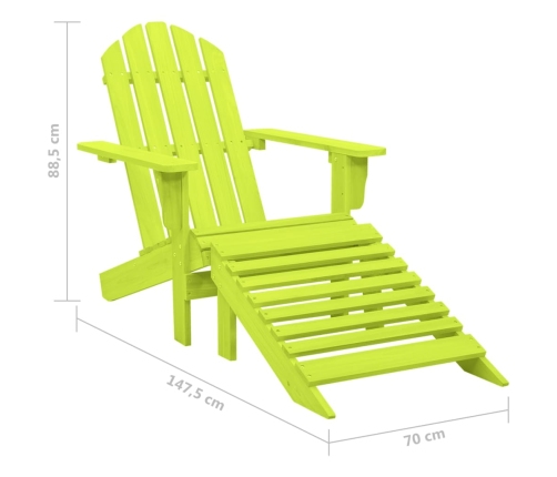 Silla jardín Adirondack con otomana madera maciza abeto verde