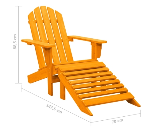 Silla jardín Adirondack con otomana madera maciza abeto naranja