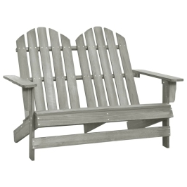 Silla Adirondack de jardín 2 plazas madera maciza abeto gris