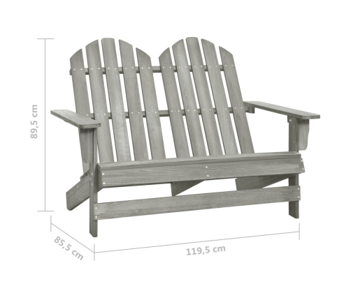 Silla Adirondack de jardín 2 plazas madera maciza abeto gris