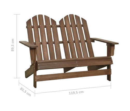 Silla Adirondack de jardín 2 plazas madera maciza abeto marrón