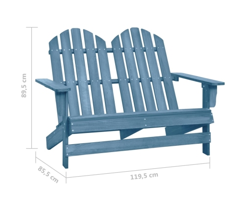 vidaXL Silla Adirondack de jardín 2 plazas madera maciza de abeto azul