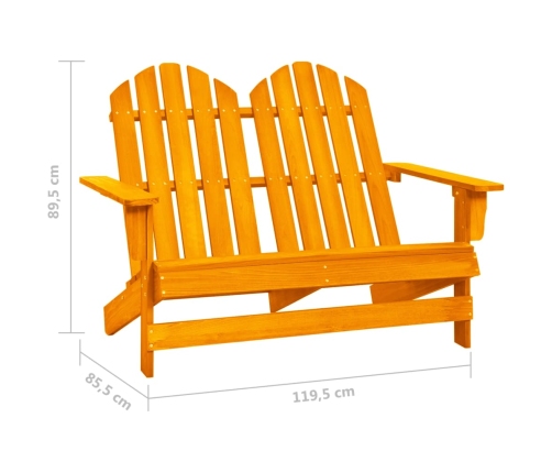 Silla Adirondack de jardín 2 plazas madera maciza abeto naranja