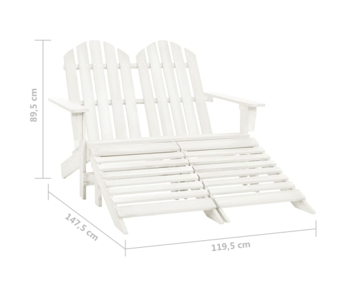 Silla Adirondack de jardín 2 plazas madera maciza abeto blanco