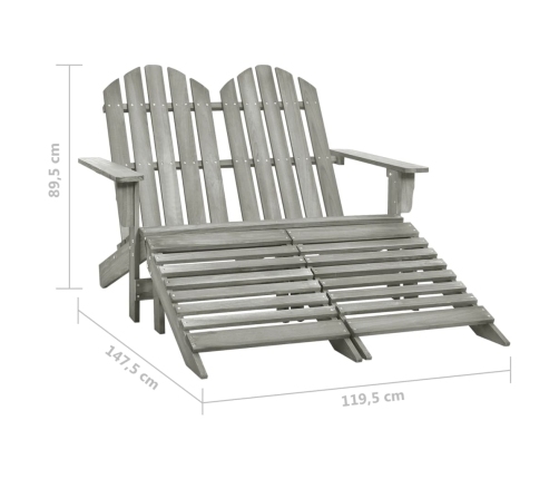 Silla Adirondack de jardín 2 plazas madera de abeto gris