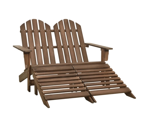 vidaXL Silla Adirondack de jardín 2 plazas madera de abeto marrón