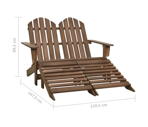 Silla Adirondack de jardín 2 plazas madera de abeto marrón