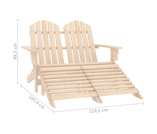 Silla Adirondack de jardín 2 plazas madera de abeto