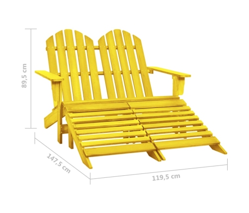 Silla Adirondack de jardín 2 plazas madera de abeto amarillo