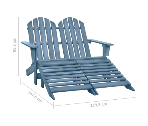 Silla Adirondack de jardín 2 plazas madera maciza de abeto azul