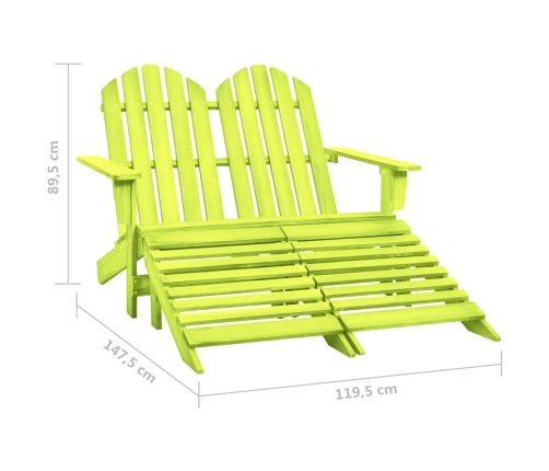 Silla Adirondack de jardín 2 plazas madera maciza abeto verde