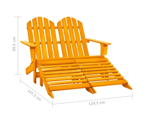 vidaXL Silla Adirondack de jardín 2 plazas madera maciza abeto naranja