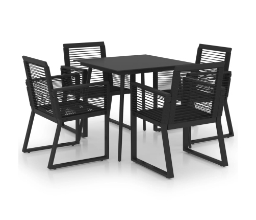 Juego de comedor para jardín 5 piezas ratán PVC negro