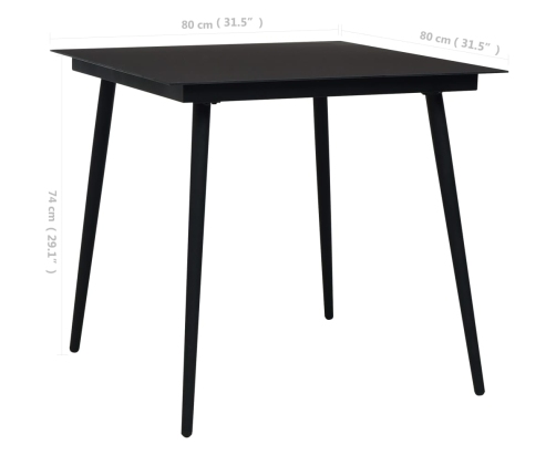 Juego de comedor para jardín 5 piezas ratán PVC negro