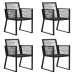 Juego de comedor para jardín 5 piezas ratán PVC negro